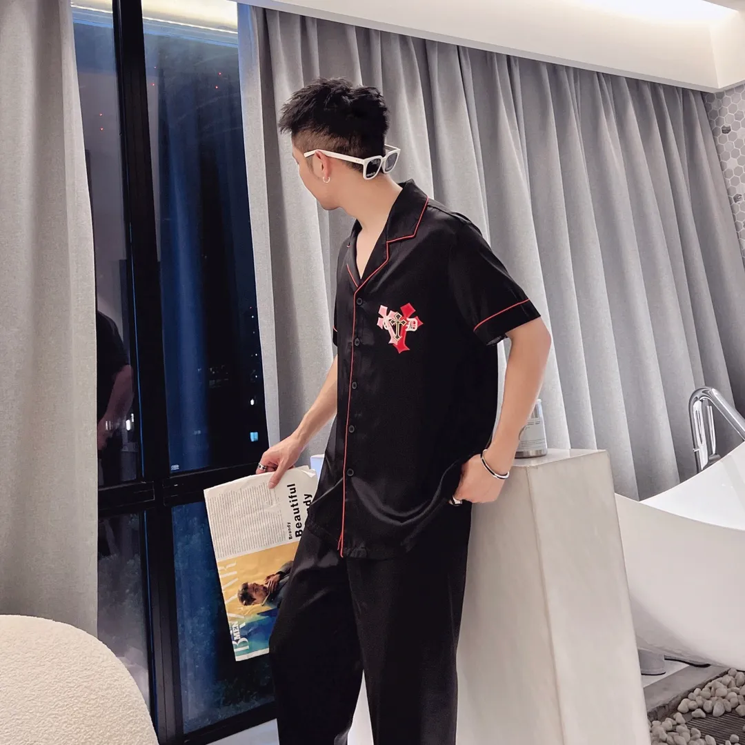 🅿️360 2024 CHROME HEARTS home wear, high-definition Korean silk fabric, skin-friendly, soft and comfortable, couple model M～XXXL